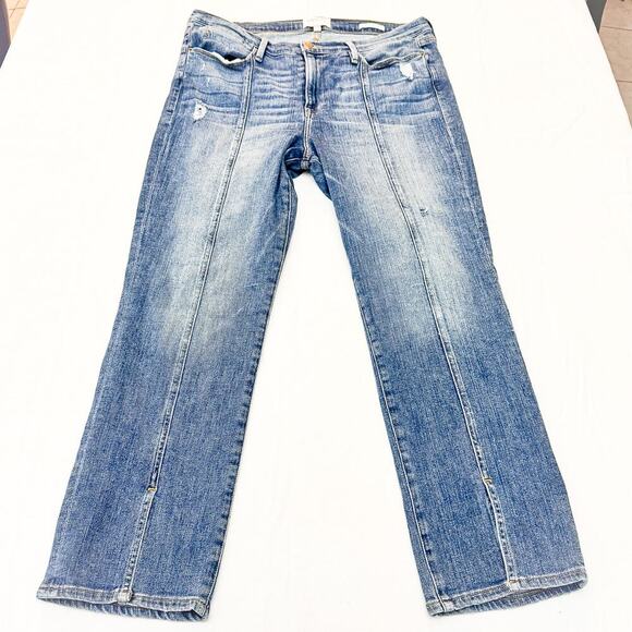 Frame Le High Straight Front Ankle Slit Denim Jeans Sandpiper LHSTFS6540 Size 33 - Picture 2 of 7